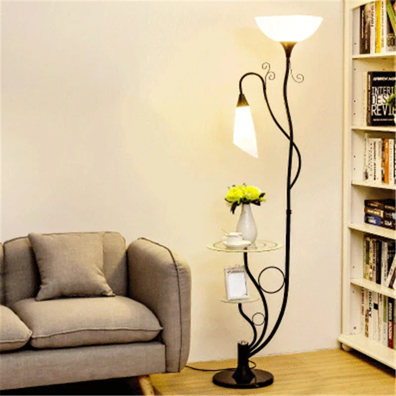 Modern floor lamp with integrated table, creative nordic design