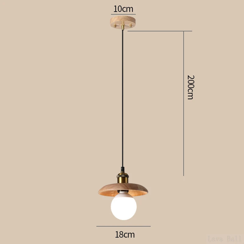 Idyllic style wooden flying saucer pendant lamp e27 for dining table, restaurant, bedside and tea room