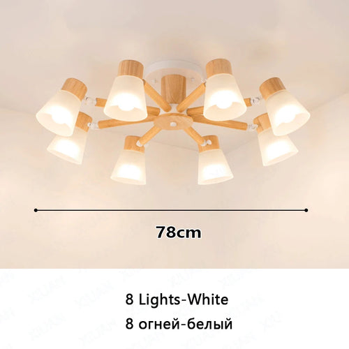 Decorative Nordic glass and wood chandelier - vue 13 sur 14