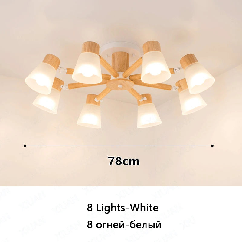 Decorative Nordic glass and wood chandelier - vue 13 sur 14