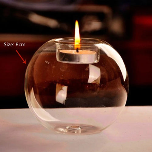 Round glass candle holder for festive and event decorations