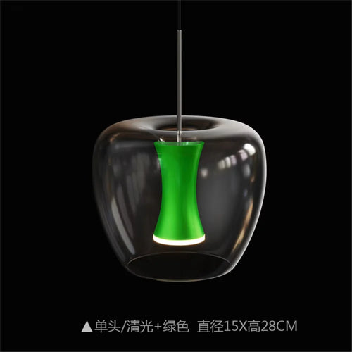 Modern clear glass LED pendant light for contemporary interior decor - vue 8 sur 10