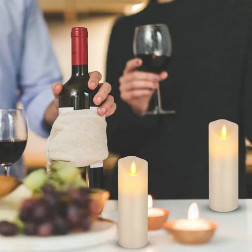 rechargeable LED pillar candle with wavy edge festive decoration - vue 7 sur 7