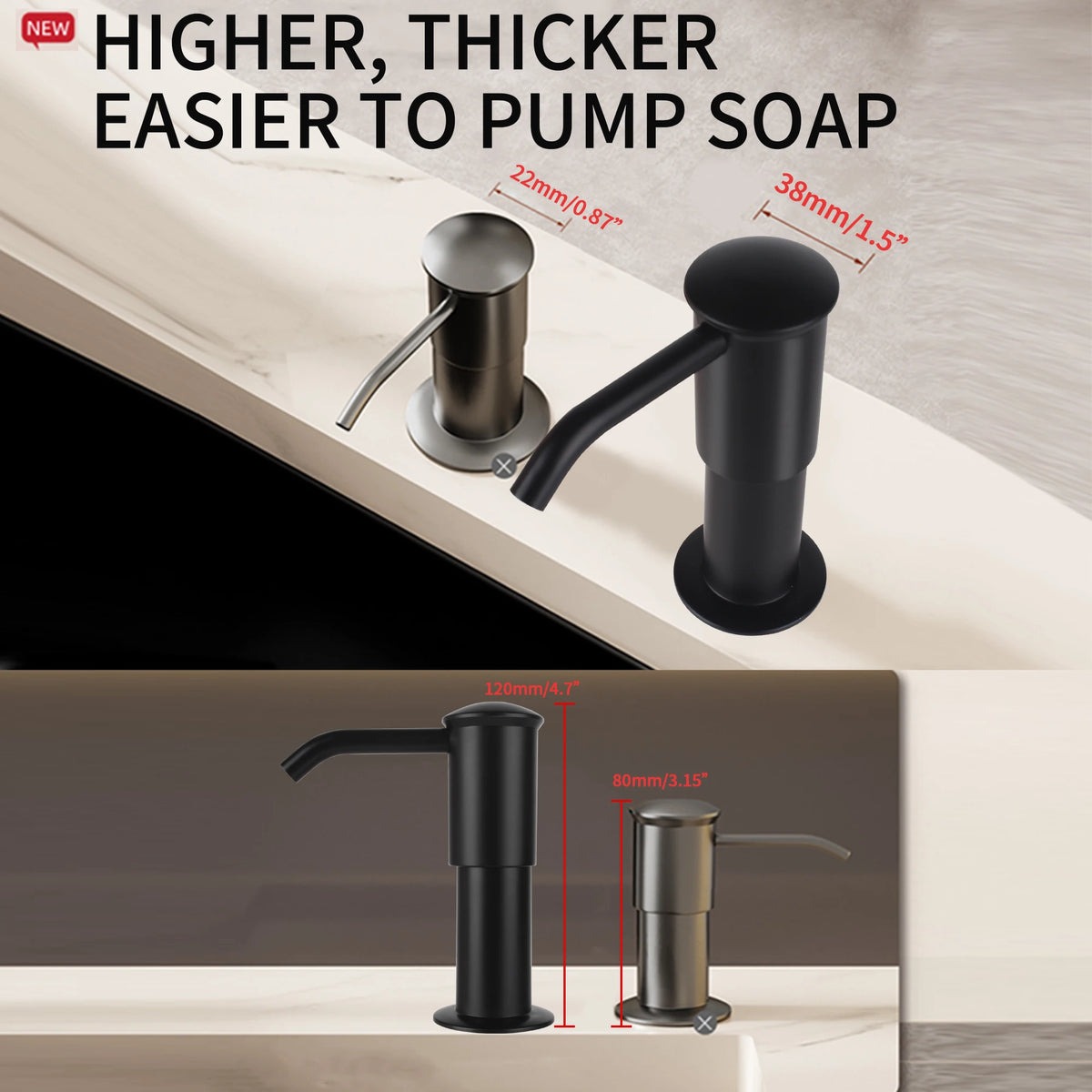 kitchen soap dispenser with built-in extension tube - vue 3 sur 9