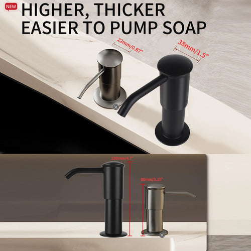 kitchen soap dispenser with built-in extension tube - vue 4 sur 9