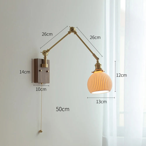 iwhd Copper swing arm LED wall light with pull chain switch - vue 15 sur 23
