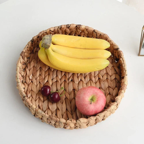 woven storage tray water hyacinth baskets for serving and storage - vue 4 sur 9