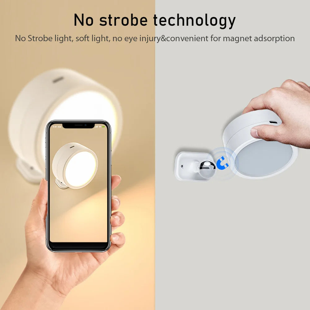 Rechargeable LED wall light with 360° rotating touch remote control - vue 4 sur 7