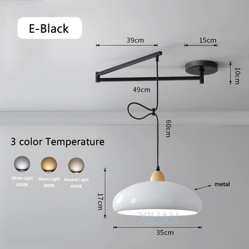 Modern swinging arm LED pendant light - vue 11 sur 30
