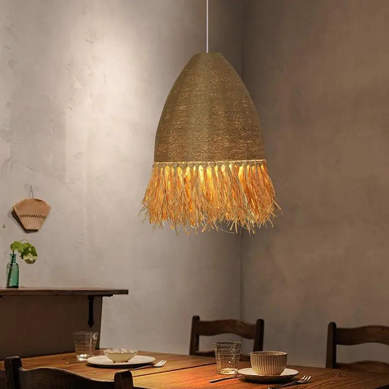 Handmade retro wabi sabi rattan pendant light