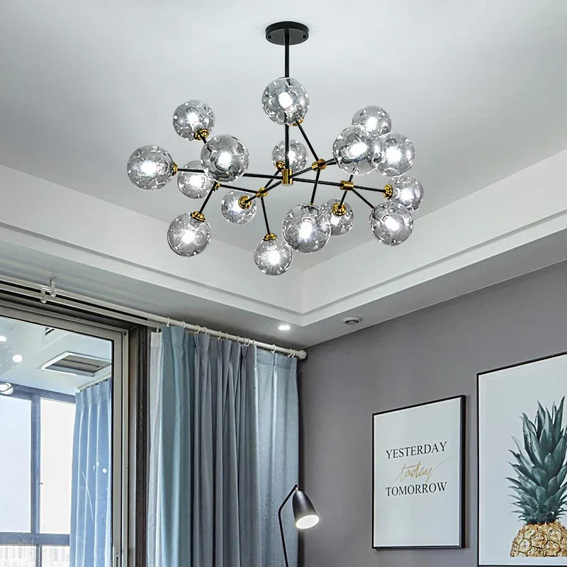 Modern glass pendant chandelier for interior decoration - vue 3 sur 9