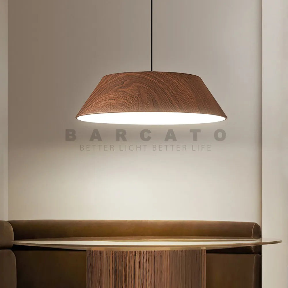 Metal and wood pendant light