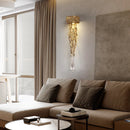 Postmodern creative copper and crystal LED wall lamp for hallway, stairwell, bedroom and living room