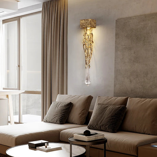 Postmodern creative copper and crystal LED wall lamp for hallway, stairwell, bedroom and living room - vue 5 sur 8