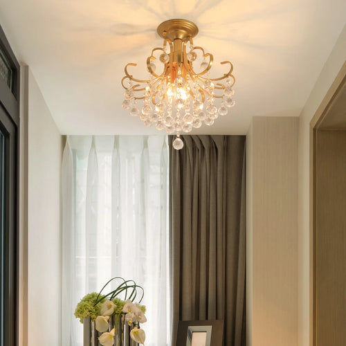 Modern gold crystal chandelier for bright interiors - vue 4 sur 16