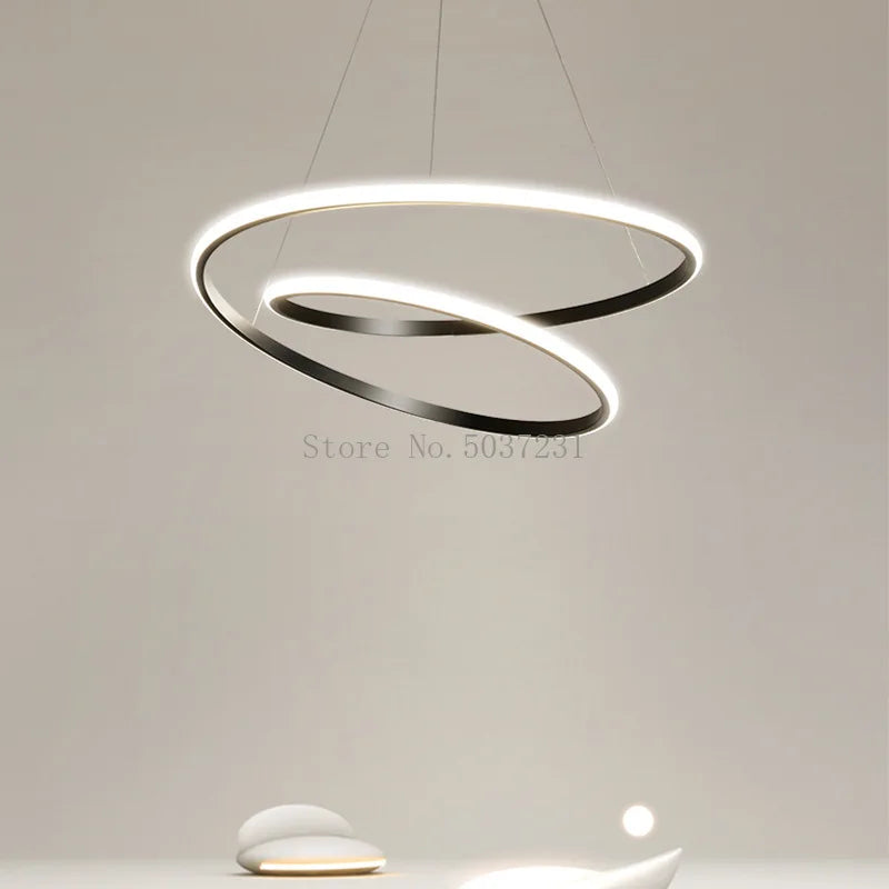 lustre circulaire moderne led éclairage suspendu nordique - vue 3 sur 10