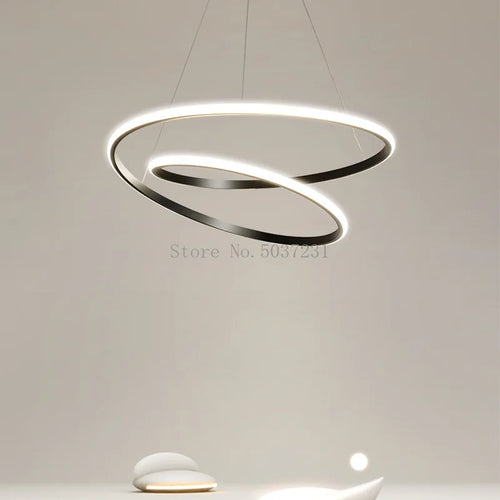 Minimalist circular chandelier for modern indoor lighting - vue 4 sur 10