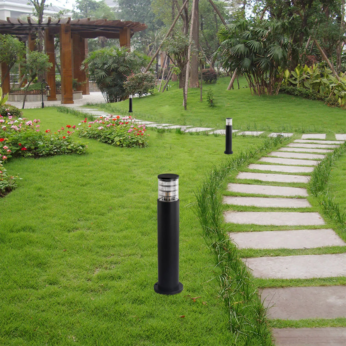 10.5x20cm E27 outdoor pathway light waterproof ABS garden lamp post no bulb - vue 3 sur 6