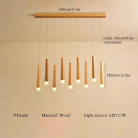 Nordic wood LED chandelier for interior decoration