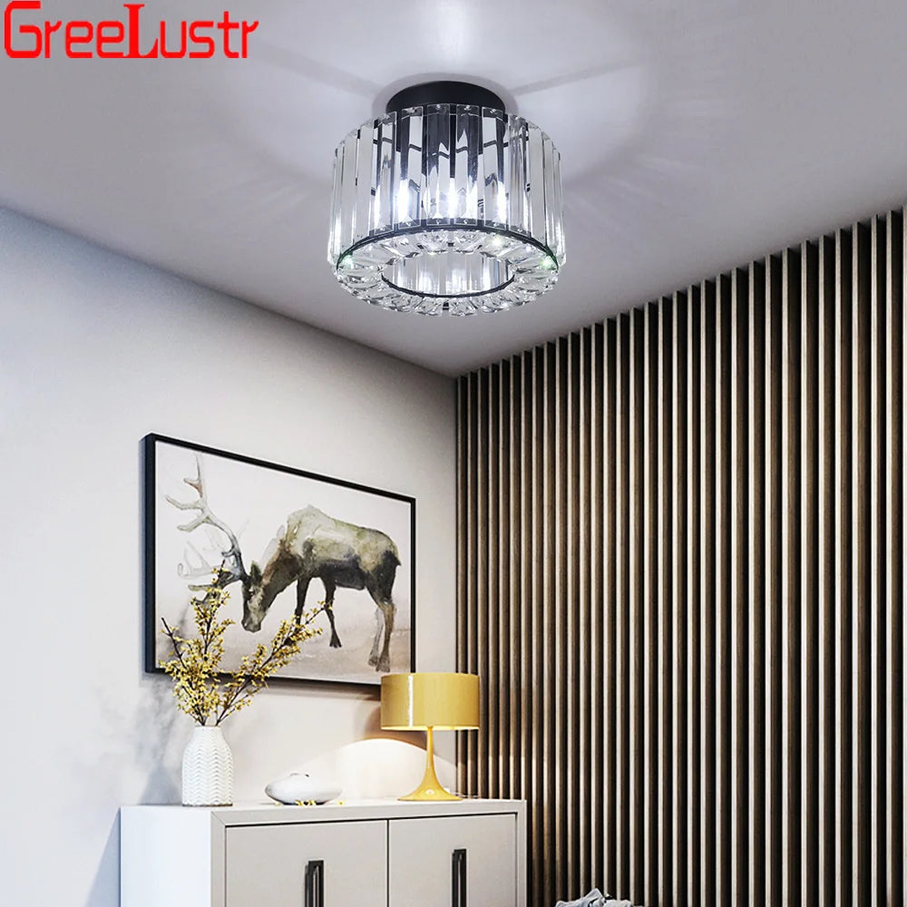 Modern crystal ceiling light with LED - vue 4 sur 12