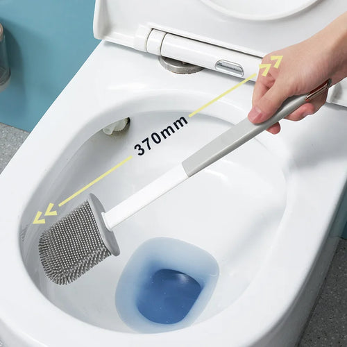 Toilet brush set with wall-mounted holder for bathroom - vue 3 sur 8