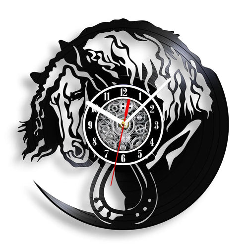 horse vinyl wall clock equestrian decoration handmade unique gift - vue 18 sur 22