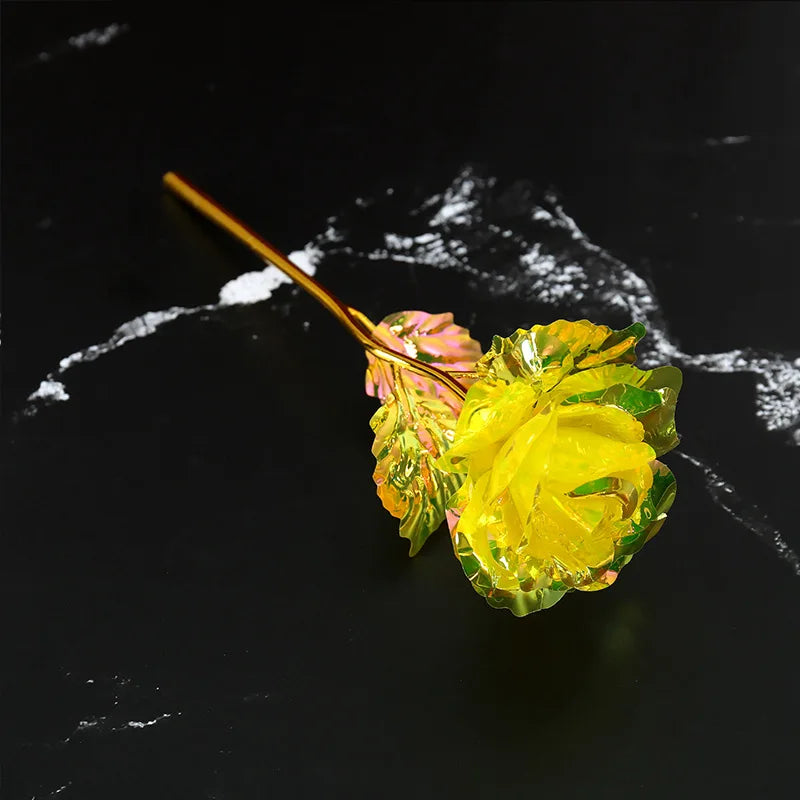 Decorative golden metal artificial rose to give as a gift - vue 17 sur 19