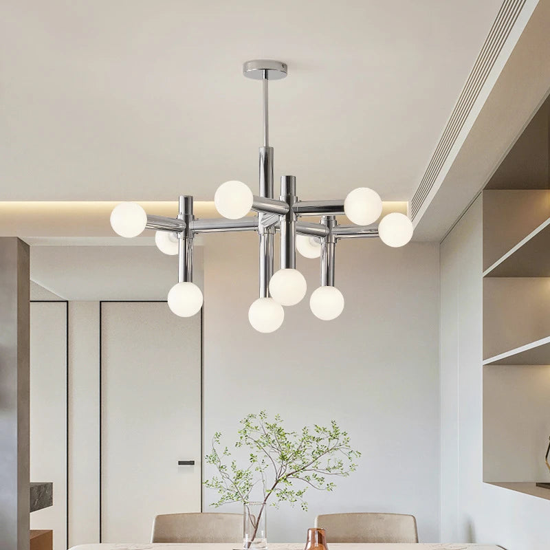 Modern Nordic design glass and metal chandelier