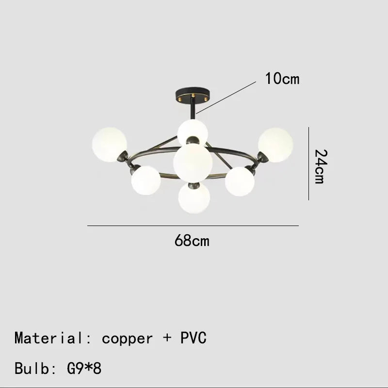 Modern acrylic and black gold brass chandelier for indoor lighting