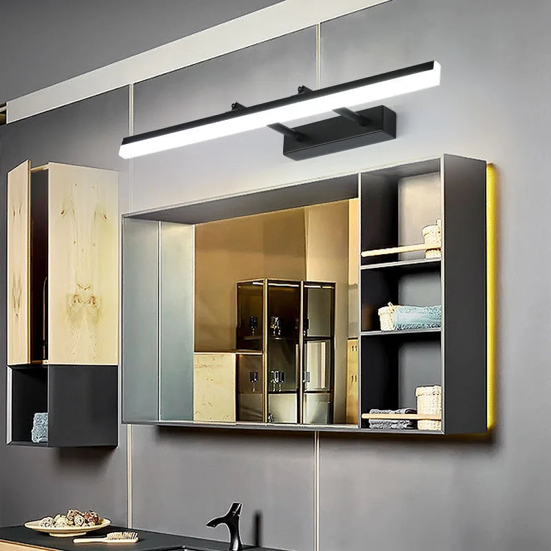 Modern minimalist adjustable and retractable LED mirror lamp