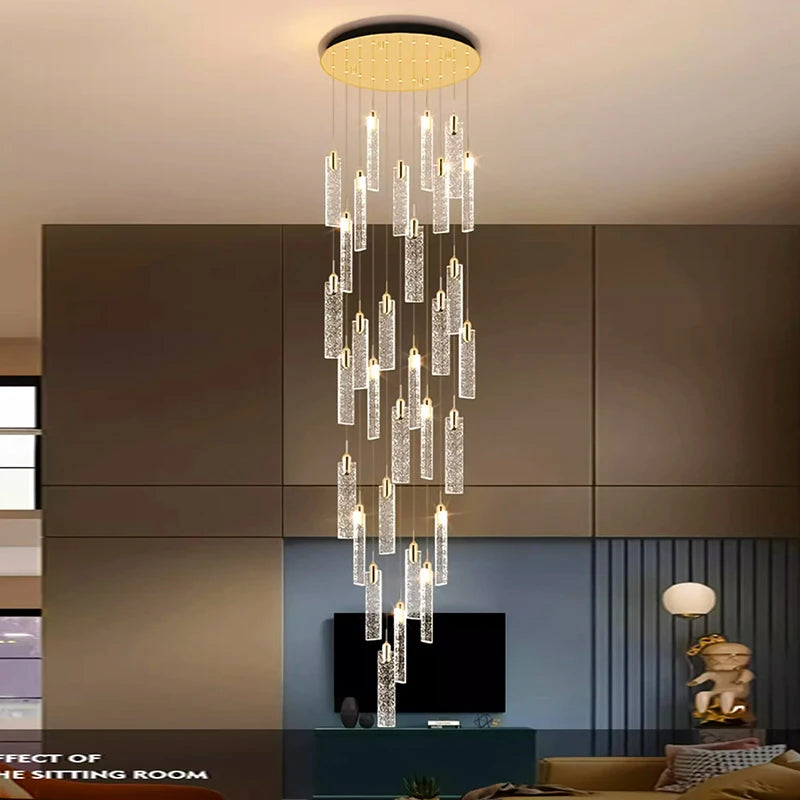 Nordic design chandelier with gold pendant drops