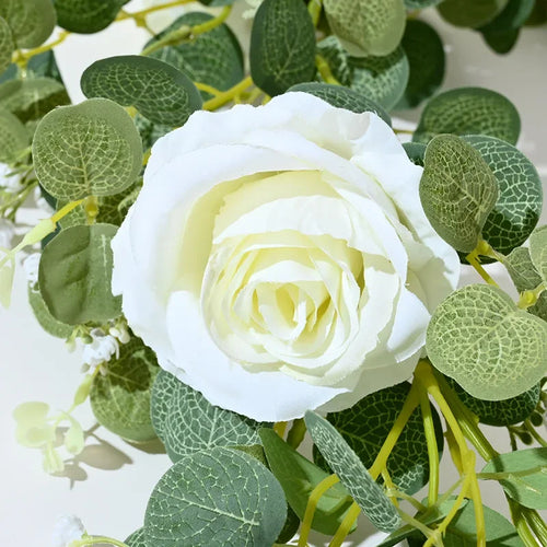Artificial pink flowers and green plants for indoor decoration - vue 3 sur 6