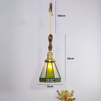 Nordic copper pendant light with stained glass for elegant interiors