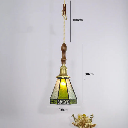 Nordic copper pendant light with stained glass for elegant interiors