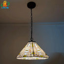 Tiffany style square glass chandelier for Nordic bar