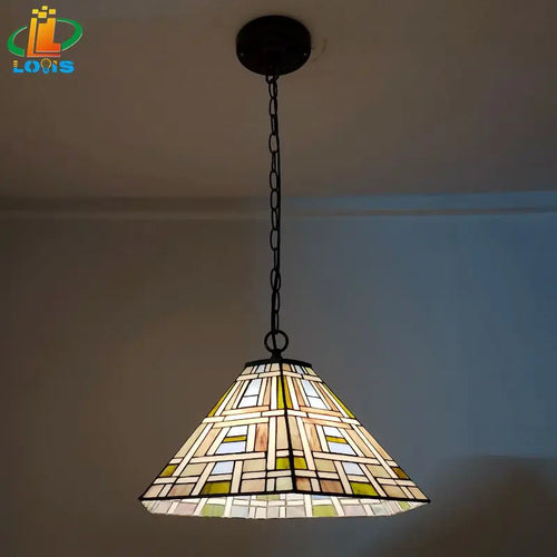 Tiffany style square glass chandelier for Nordic bar - vue 3 sur 6