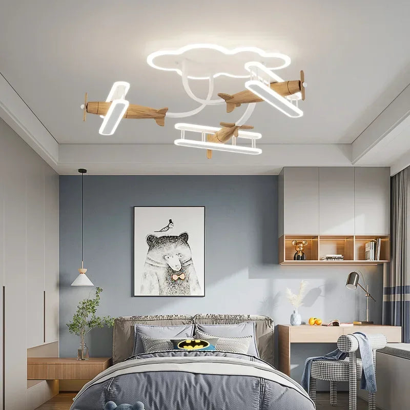 Airplane chandelier for children's room with remote control