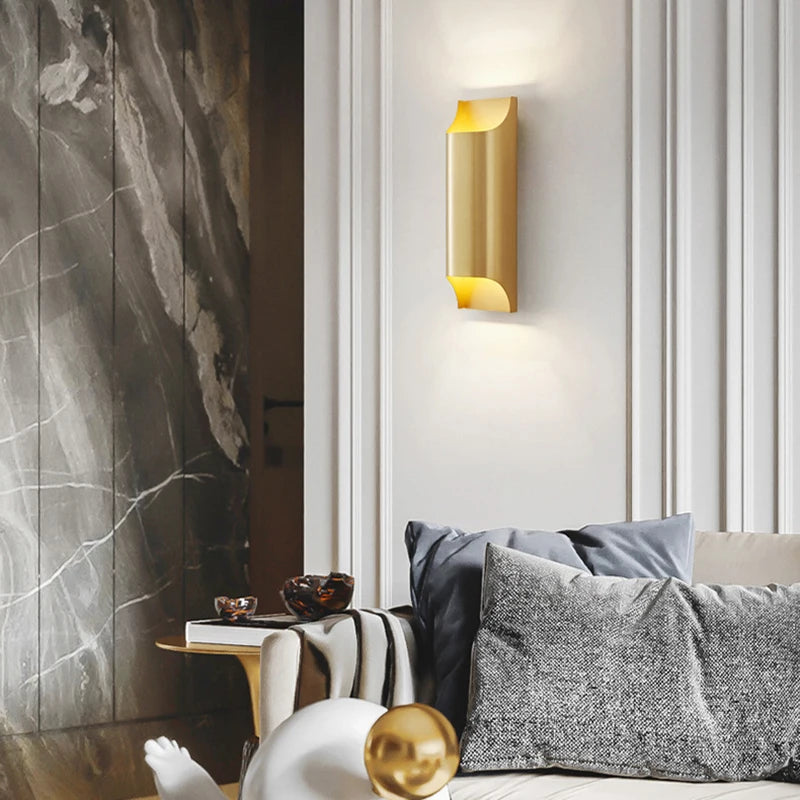 Modern minimalist brass LED wall light