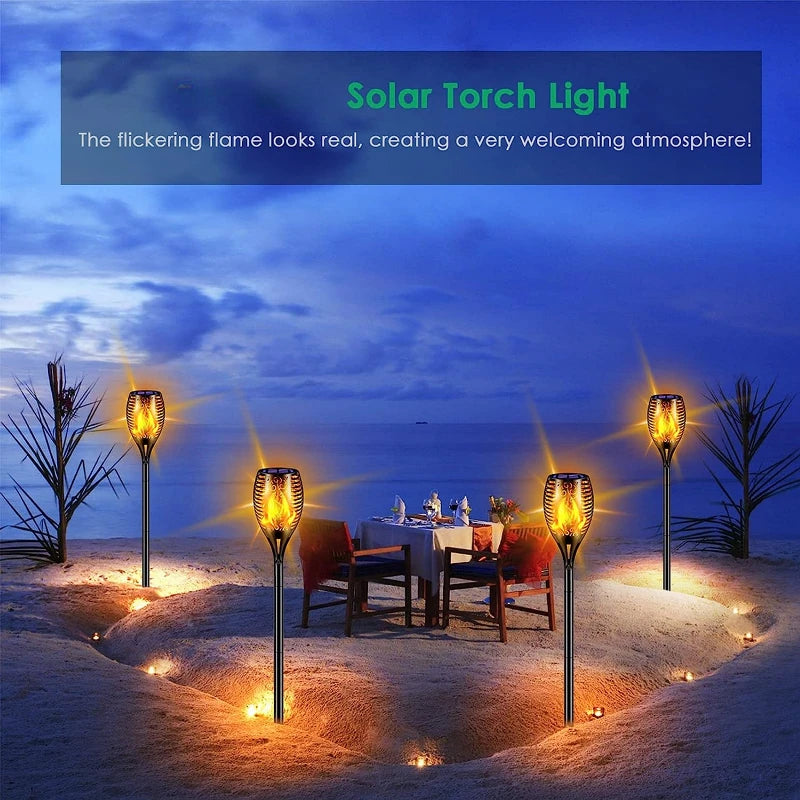 Outdoor solar LED flame effect garden lights waterproof landscape lighting - vue 5 sur 8