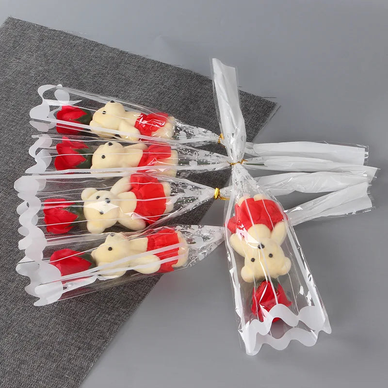 Soap rose bouquet with teddy bear for birthdays and valentine's day - vue 4 sur 11
