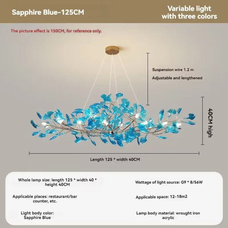 Artpad Nordic romantic chandelier with acrylic leaves for the home - vue 18 sur 21
