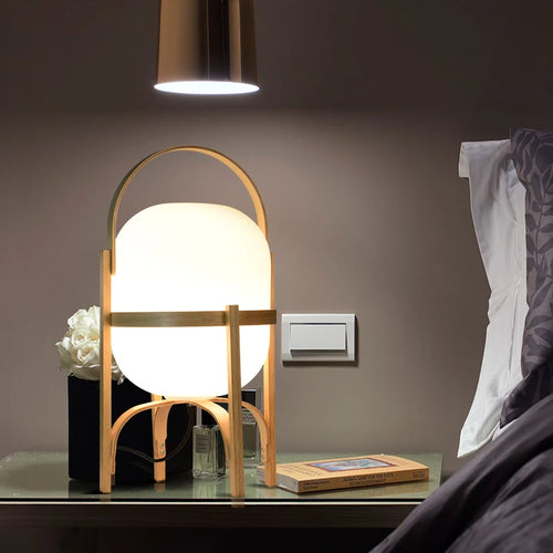Modern wooden floor lamp for living room, study, bedroom, portable - vue 5 sur 8