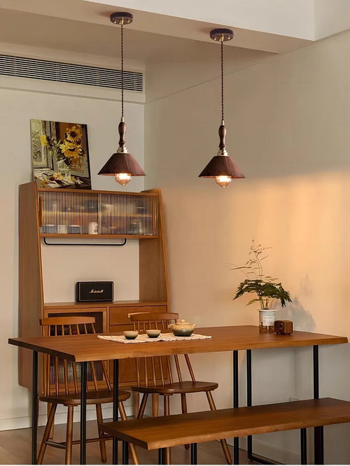Japanese style solid wood chandelier for elegant interiors - vue 5 sur 7