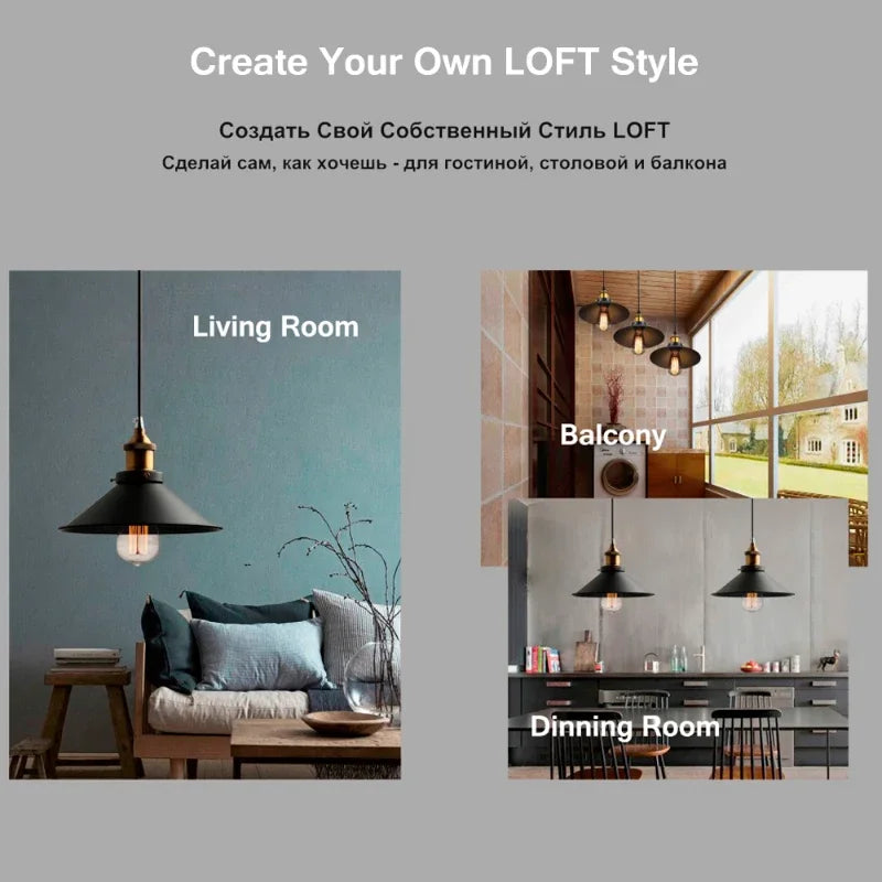 Modern LED metal chandelier with vintage suspension - vue 3 sur 13