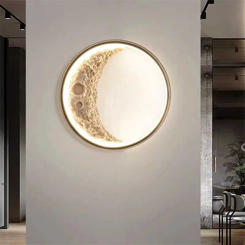 Creative dimmable LED moon wall light decorative