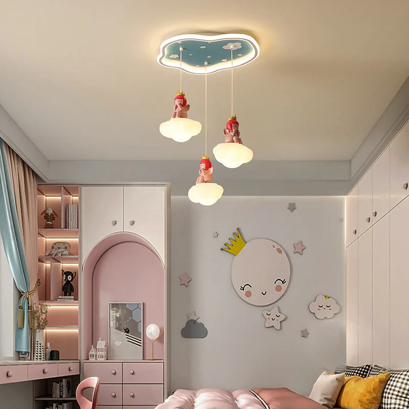 Creative LED chandelier with three heads for children