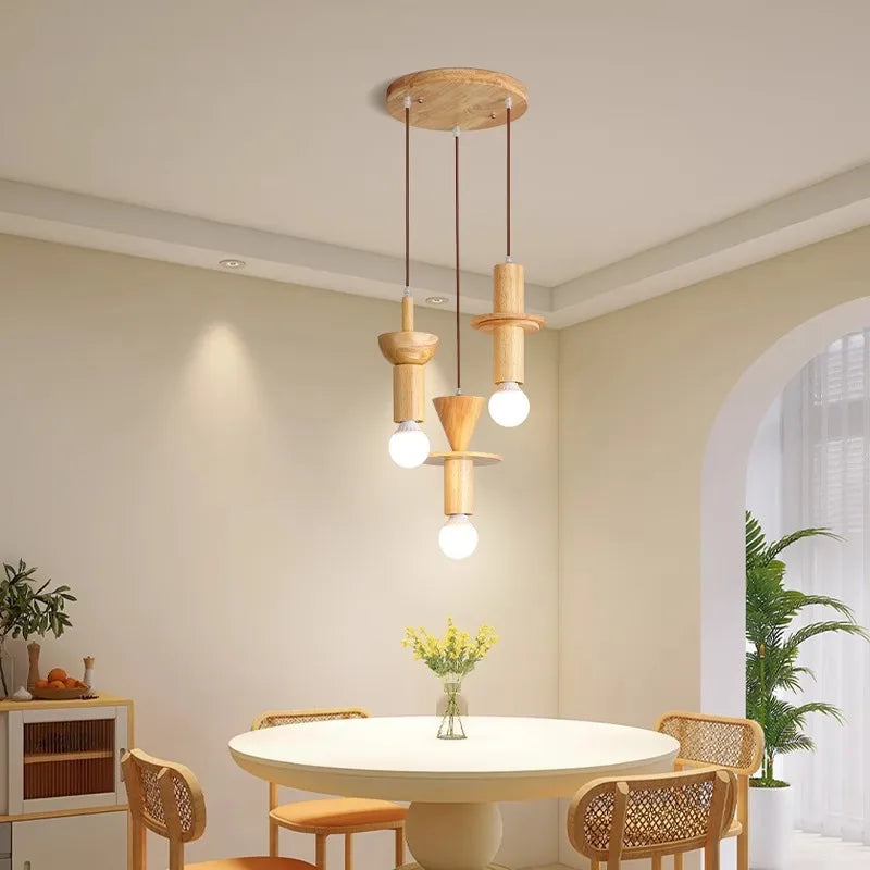 Modern log pendant light in Japanese style for an elegant interior