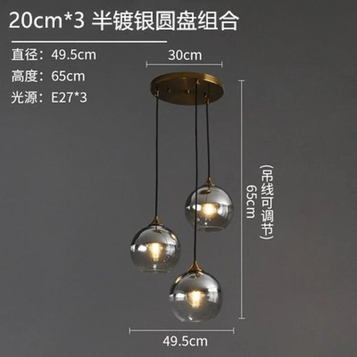 Nordic smoked glass luxury single pendant lamp - vue 10 sur 26