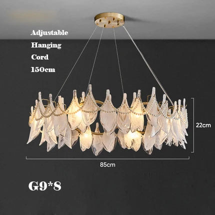 Creative frosted glass chandelier with modern pearl design