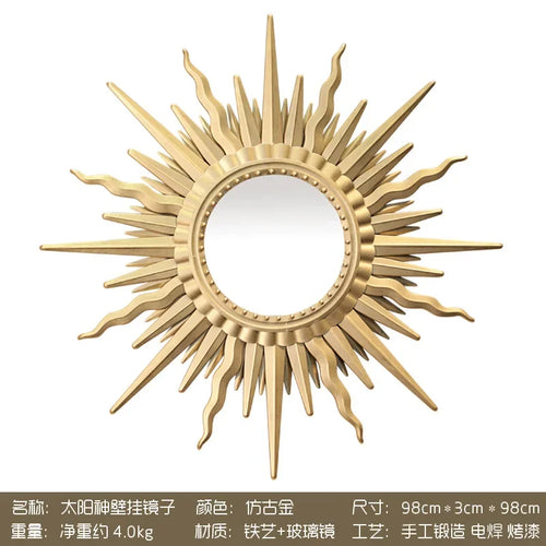 decorative wrought iron sunflower wall mirror - vue 9 sur 12